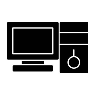 Masaüstü bilgisayar simgesi, vektör illüstrasyonu basit tasarım