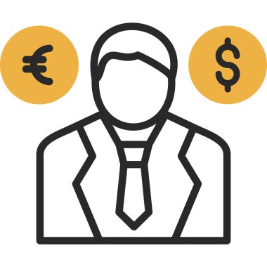 İş dünyası bicolor setinden iş adamı ikonu. Bu düz vektör sembolü gri renk, yuvarlak açılar kullanır ve beyaz arkaplanda izole edilir.