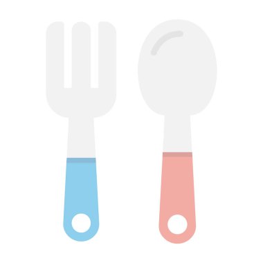 Çatal ve kaşık, bebek çatal ve kaşık vektör çizimi