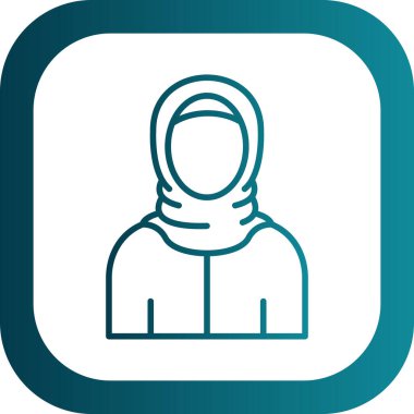 Eşarp simgesi, avatar, vektör illüstrasyon tasarımı olan Müslüman kadın 
