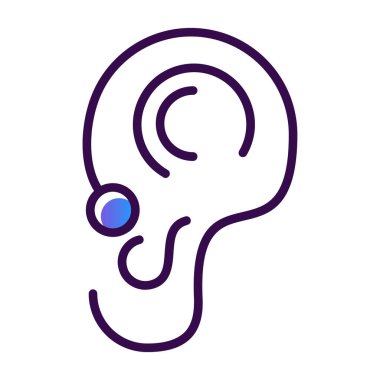 İnsan kulak ikonu. ince daire tasarımı. vektör illüstrasyonu.