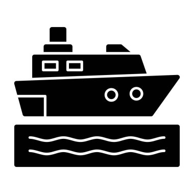 Geri ve beyaz Cruise gemi vektör çizimi basit tasarım