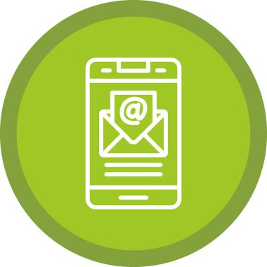 E- posta simgesi, vektör illüstrasyonu. Zarf resimli akıllı telefon