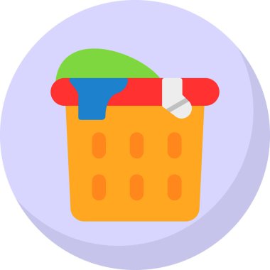 düz çamaşır sepeti vektör çizimi tasarımı