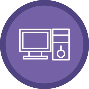 Masaüstü bilgisayar simgesi, vektör illüstrasyonu basit tasarım