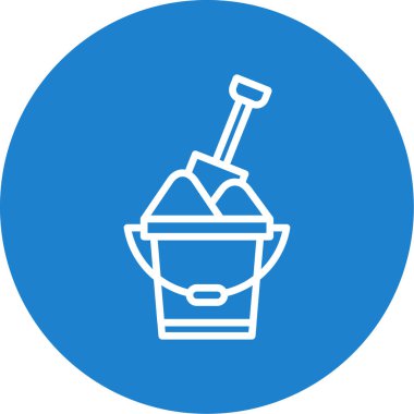 Kum kovası kürek ağ simgesi, basit vektör illüstrasyonu