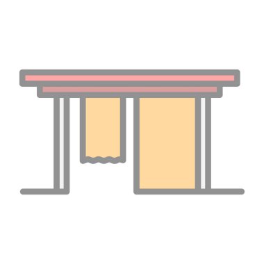 tablo ve sandalyeler ikon vektör illüstrasyonu