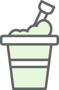 Kum kovası kürek ağ simgesi, basit vektör illüstrasyonu