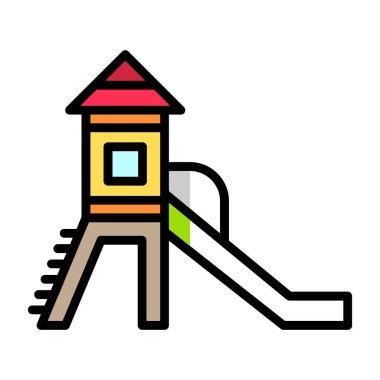 ahşap oyun alanı simgesi renk ana hatları vektörü