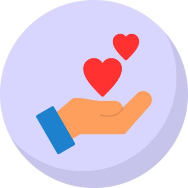 Kırmızı bir kalbi tutan el.