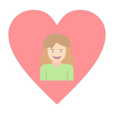 Kalp vektör tasarımı simgesi olan kız