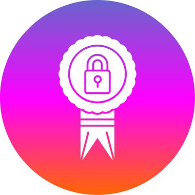 Asma kilitli madalya. Web simgesi basit illüstrasyon