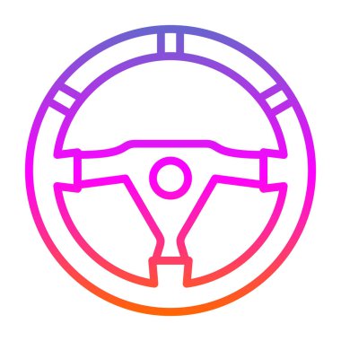 araba direksiyonunun düz simgesi, vektör resimli 