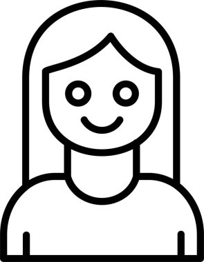 kız düz simgesi, vektör illüstrasyonu