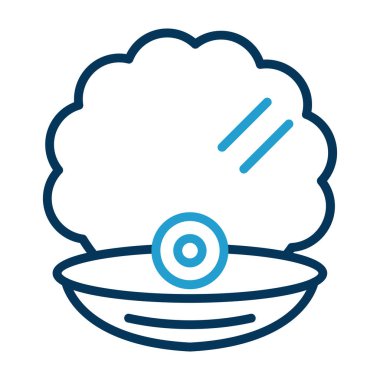 Kabuk kabuğu simgesinde inci, vektör illüstrasyonu