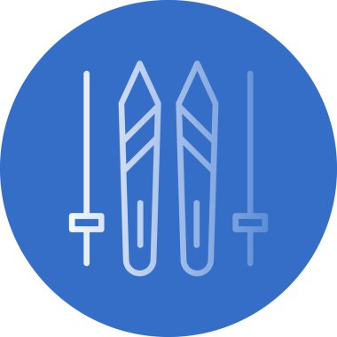 Kayaklar ve çubuklar simgesi, vektör basit illüstrasyon