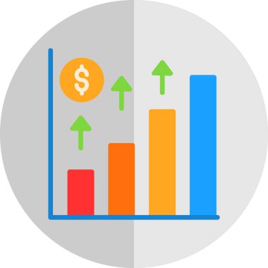 Dolar grafiğinin vektör simgesi tasarımı, büyüme grafiği