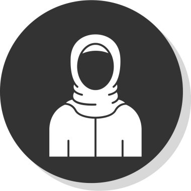 Eşarp simgesi, avatar, vektör illüstrasyon tasarımı olan Müslüman kadın 