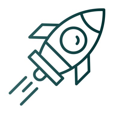 Roket gemi simgesi, vektör çizimi basit tasarım