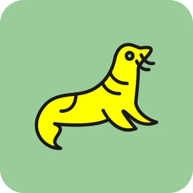 şirin fok simgesi, vektör illüstrasyonu