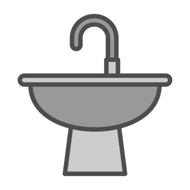 Duş vektör simgesi. Tarzıdır bicolor düz sembolü, gri ve mavi renkler, yuvarlak açılar, beyaz arka plan