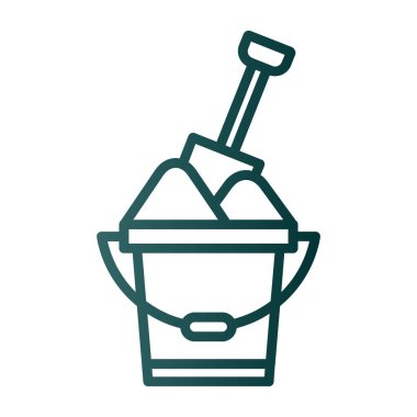 Kum kovası kürek ağ simgesi, basit vektör illüstrasyonu