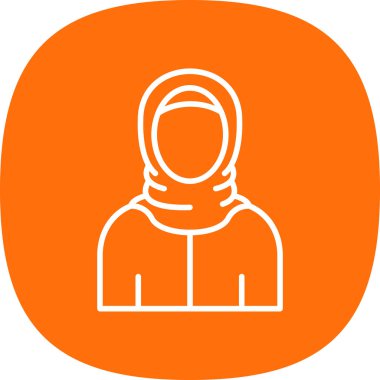 Eşarp simgesi, avatar, vektör illüstrasyon tasarımı olan Müslüman kadın 