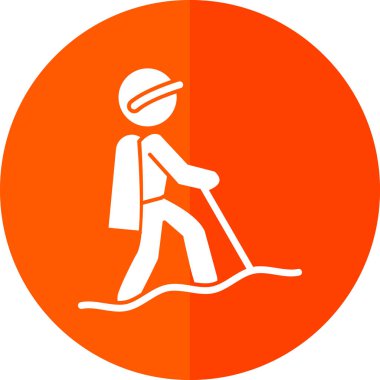 Elinde kürek ikonu vektör illüstrasyon işareti olan bir adam