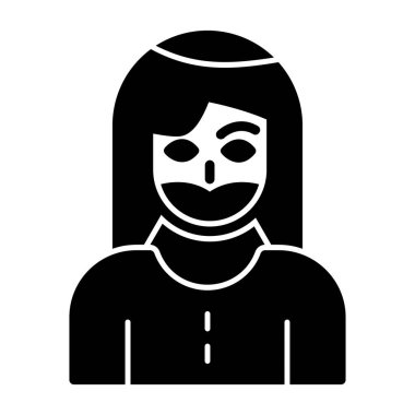 Sakallı kadın simgesi, vektör illüstrasyonu