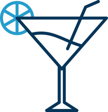 Kokteyl ikonu ya da limonla imzalayıp saman içmek. Vektör illüstrasyonu.