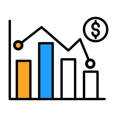 Pazar dalgalanması simgesi, vektör illüstrasyonu