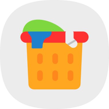 düz çamaşır sepeti vektör çizimi tasarımı