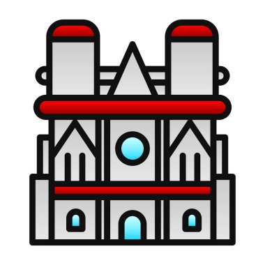 Çizgi film stili izole edilmiş vektör illüstrasyonunda bina inşa simgesi