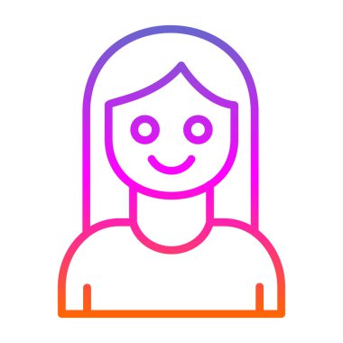 kız düz simgesi, vektör illüstrasyonu