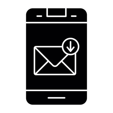 Zarf simgesi vektör tasarımı grafikli akıllı telefon