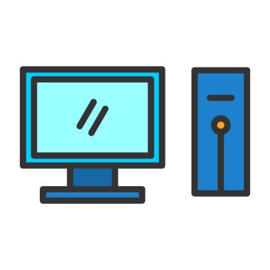 bilgisayar vektörü düz renk simgesi  