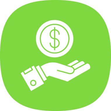 Para biriktir. Web simgesi basit bir illüstrasyon. El ve dolar para sembolü