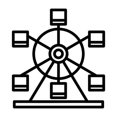 Dönme dolap ağ simgesi, vektör illüstrasyonu 