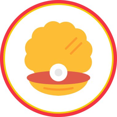 Kabuk kabuğu simgesinde inci, vektör illüstrasyonu