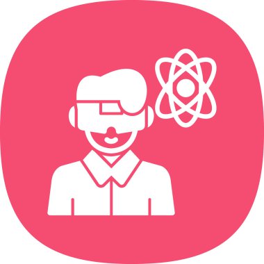 Atomu olan bir adamın vektör çizimi