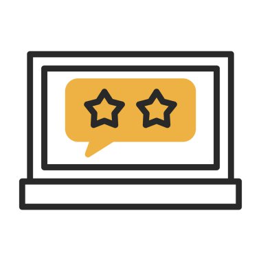 Dizüstü bilgisayarda gözden geçirme imzası, vektör illüstrasyonu basit tasarım