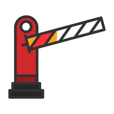 Park bariyer simgesi, düz stil 