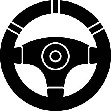 araba direksiyonunun düz simgesi, vektör resimli 