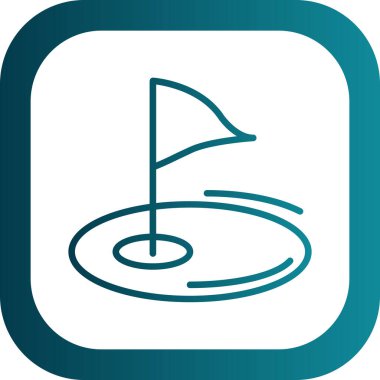 düz Golf bayrağı simgesi, vektör illüstrasyonu