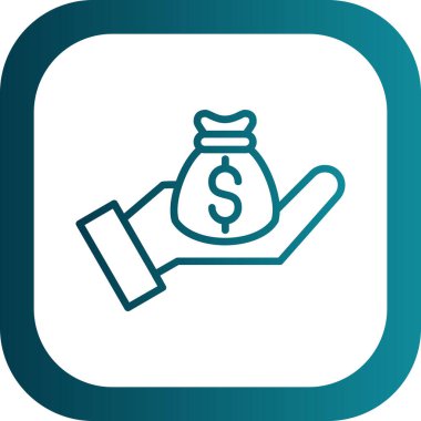 Dolar işaretli el çantası, düz vektör simgesi, yatırım konsepti.