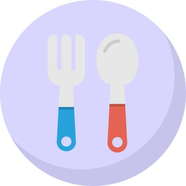 Çatal ve kaşık, bebek çatal ve kaşık vektör çizimi