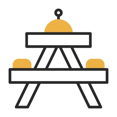 Bir piknik tablosu simgesinin vektör çizimi 