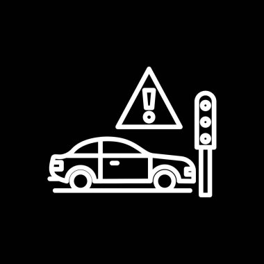 Araba sigortası simgesi, vektör illüstrasyonu, siyah sembol
