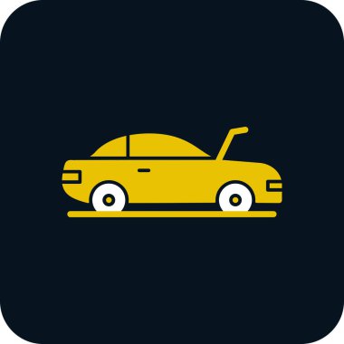 Kaputu açık bir araba. Otomobil servisi. Basit vektör illüstrasyonu 