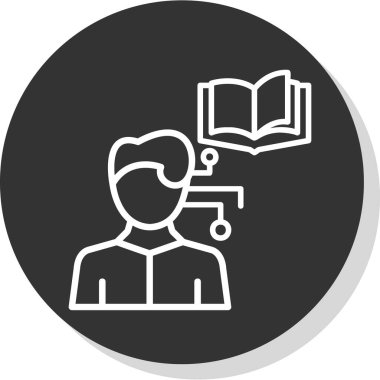 Kitap ikonu olan bir öğrenci. Eğitim konsepti. vektör illüstrasyonu